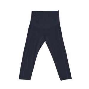 PoshDivah Women's M Medium Cropped Maternity Leggings Gray with Pockets Stretchy